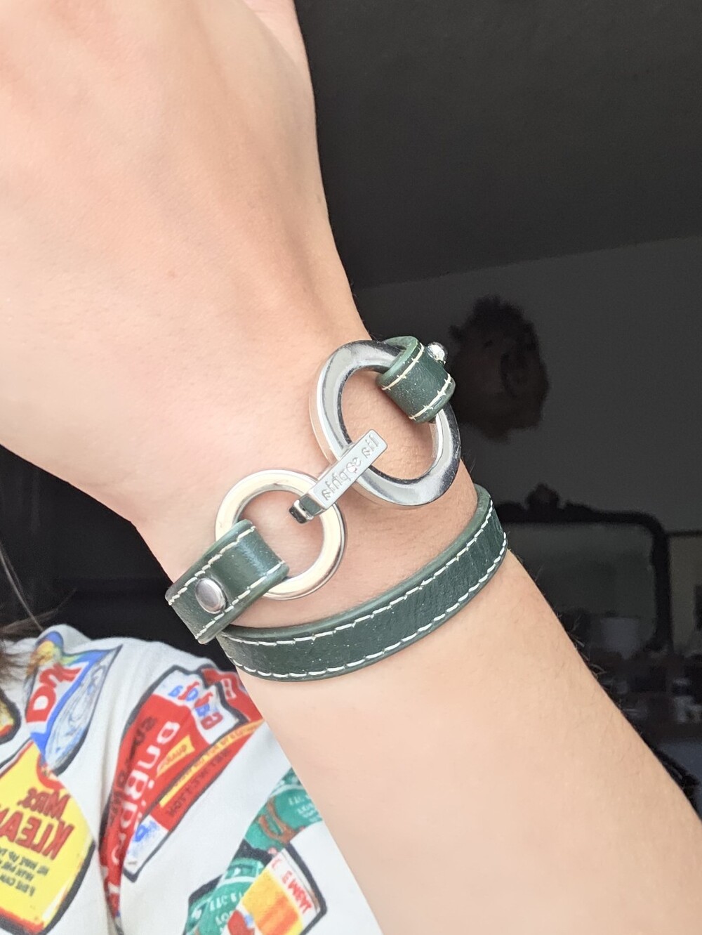 Lia Sophia “Wrap Star” Silver/Sea Green Clasp with Leather Strap Wrap Bracelet